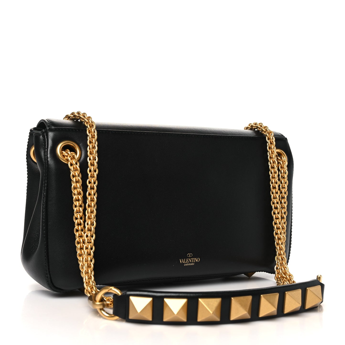 Nappa Stud Sign Shoulder Bag Black