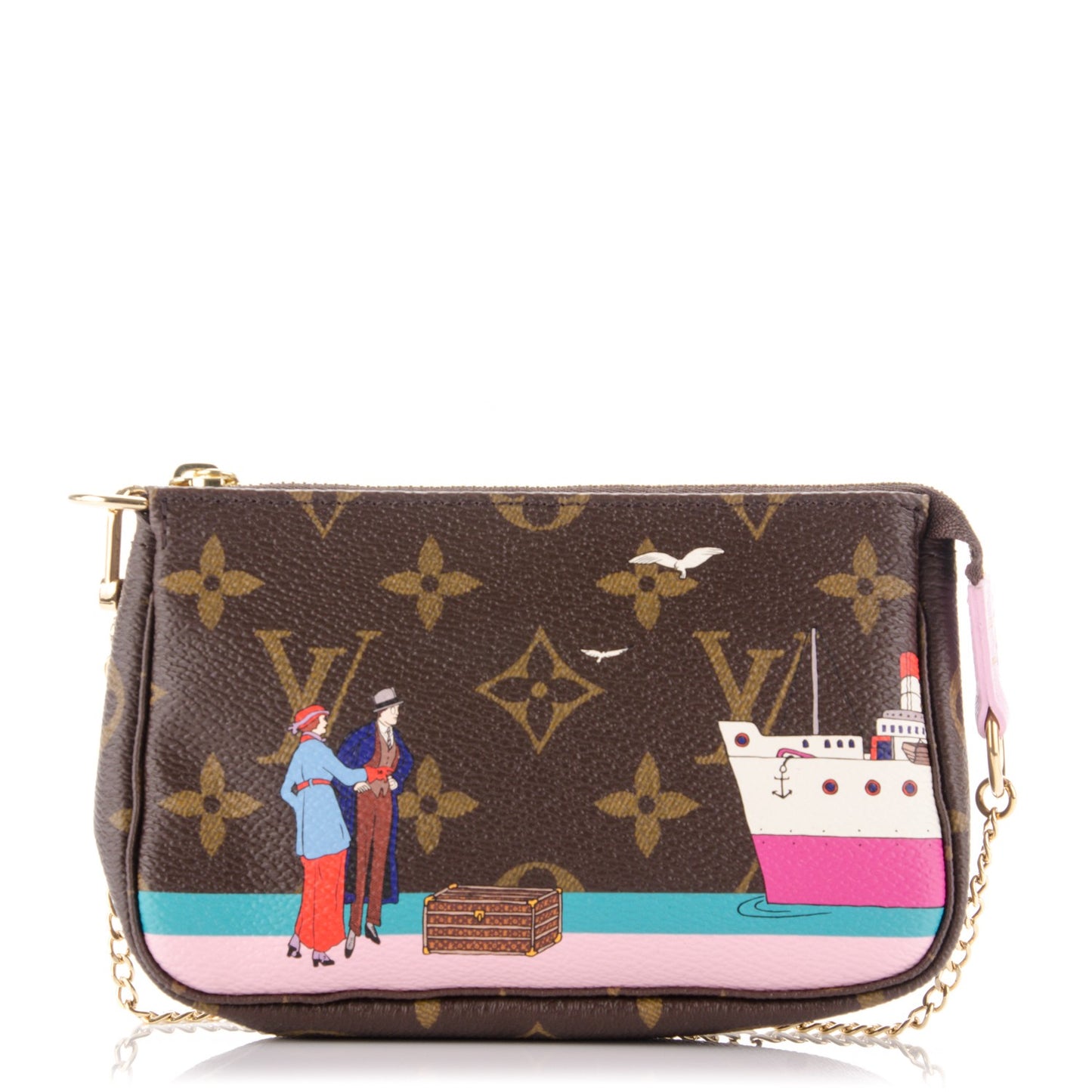Monogram 2016 Christmas Animation Mini Pochette Accessories Rose Ballerine