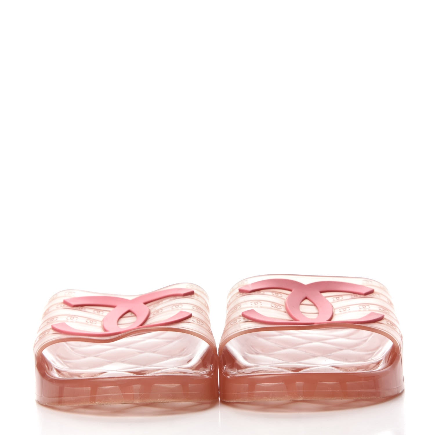 Chanel PVC Transparent CC Flat Slide Sandals 39 Pink 2 of 8