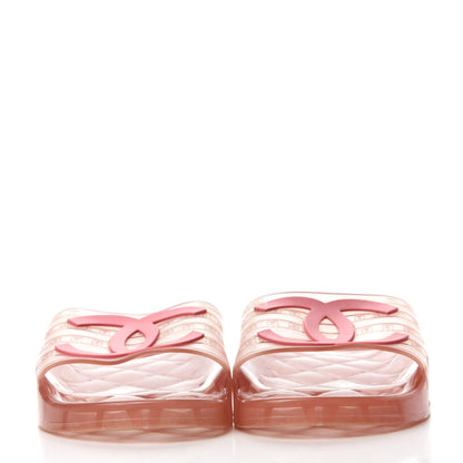 Chanel PVC Transparent CC Flat Slide Sandals 39 Pink 2 of 8