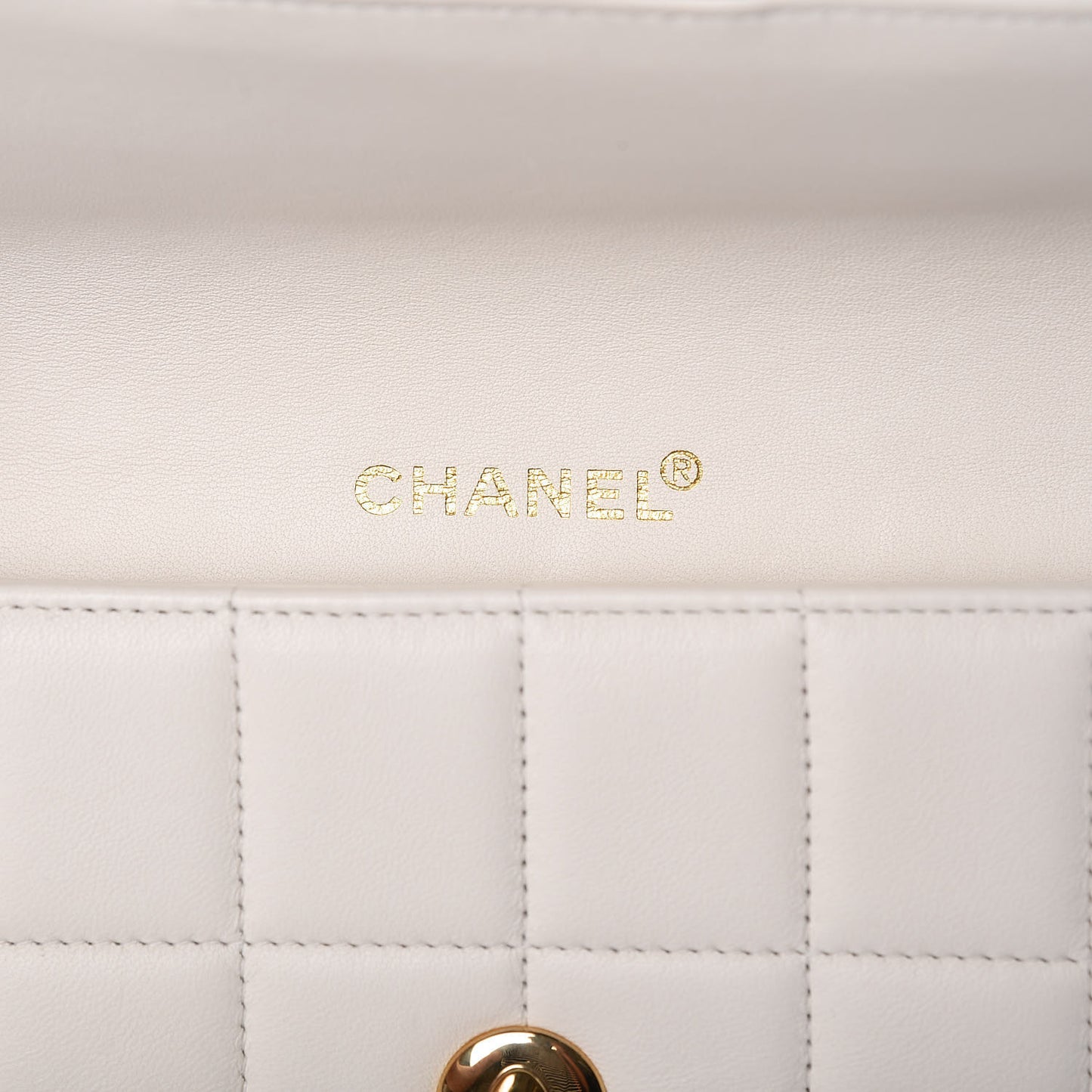 Lambskin East West Chocolate Bar Flap White