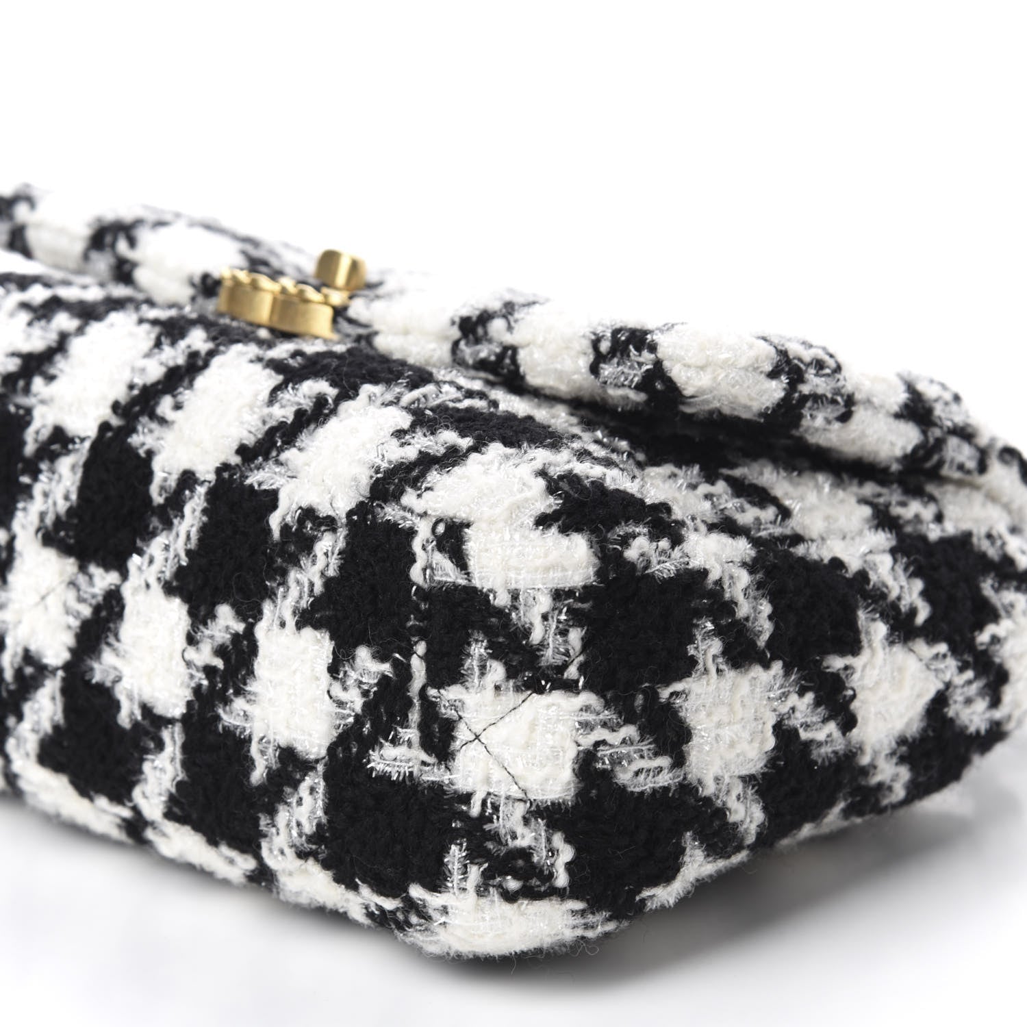 Chanel Tweed Quilted Medium 19 Flap Black Ecru White 7 of 10