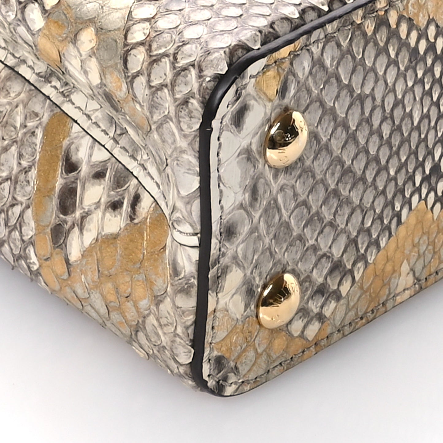 Metallic Snakeskin Capucines Mini Dore