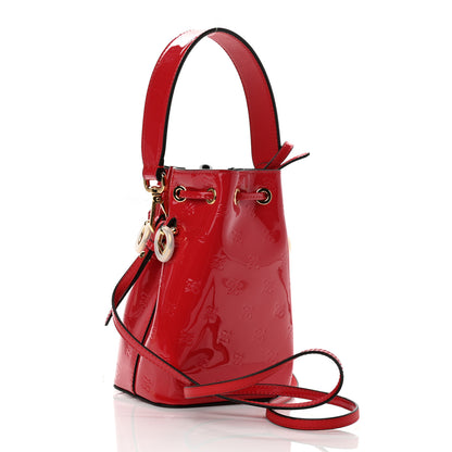 Fendi Vitello Vernice Mou F is Fendi Karligraphy Embossed Mini Mon Tresor Bucket Bag Rosso Cardinale 3 of 10