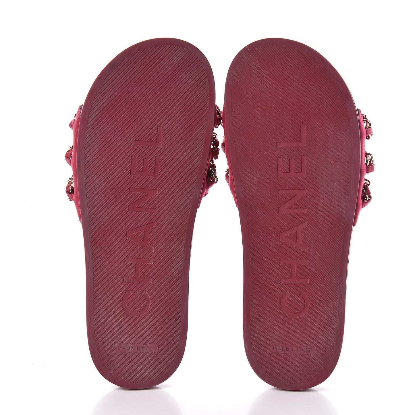 Satin Chain Flat Sandals 37 Dark Fuchsia