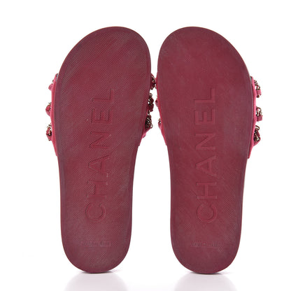 Chanel Satin Chain Flat Sandals 37 Dark Fuchsia 7 of 8