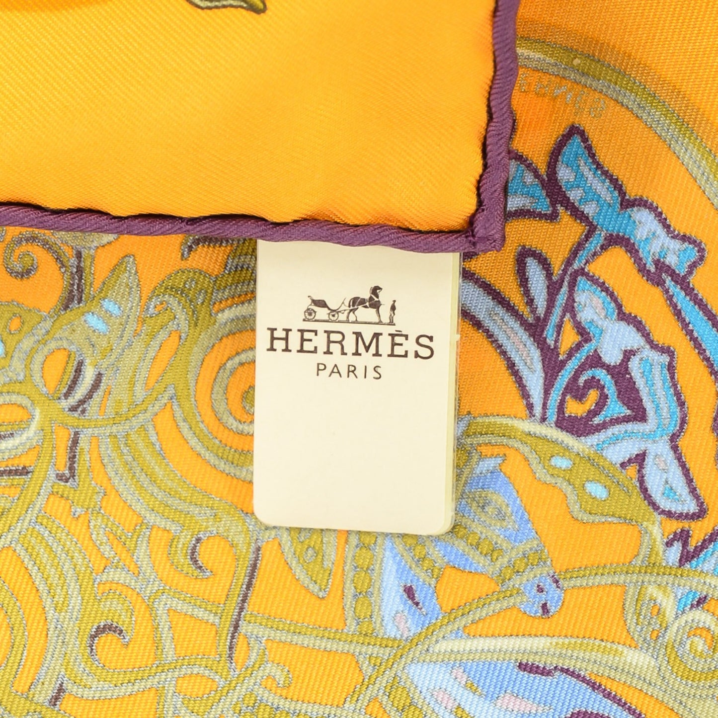 Silk La Charmante Aux Animaux Pocket Square Jaune d'Or Prune Lavande