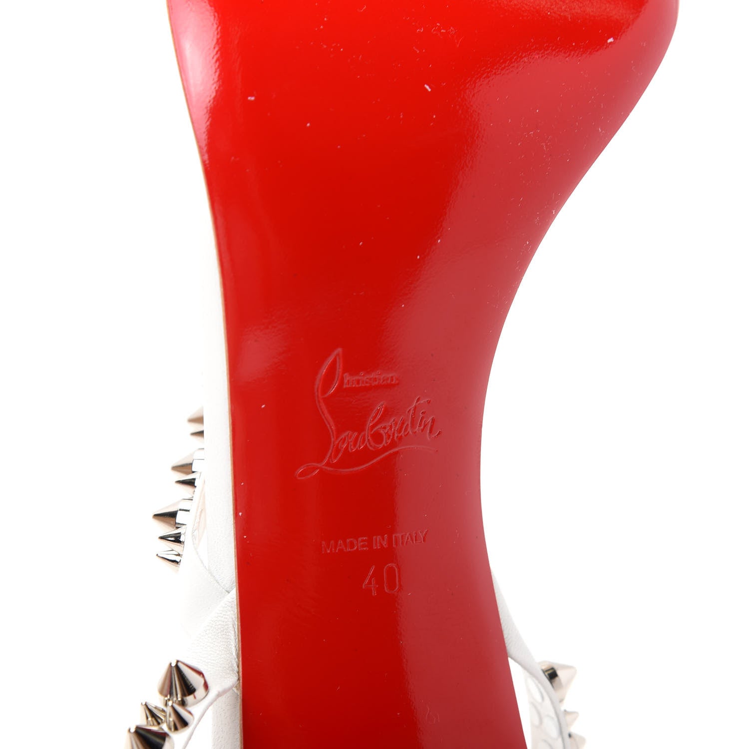 Christian Louboutin Kid Spikes Mafaldina 70 Sandals 40 White Silver 9 of 10