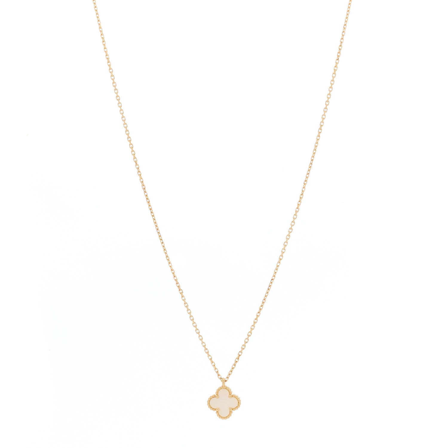 Van Cleef & Arpels 18K Yellow Gold Mother of Pearl Sweet Alhambra Pendant Necklace 1 of 4