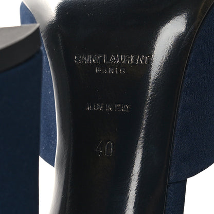 Saint Laurent Crepe De Chine Suite Mule Sandals 40 Dark Blue 7 of 9