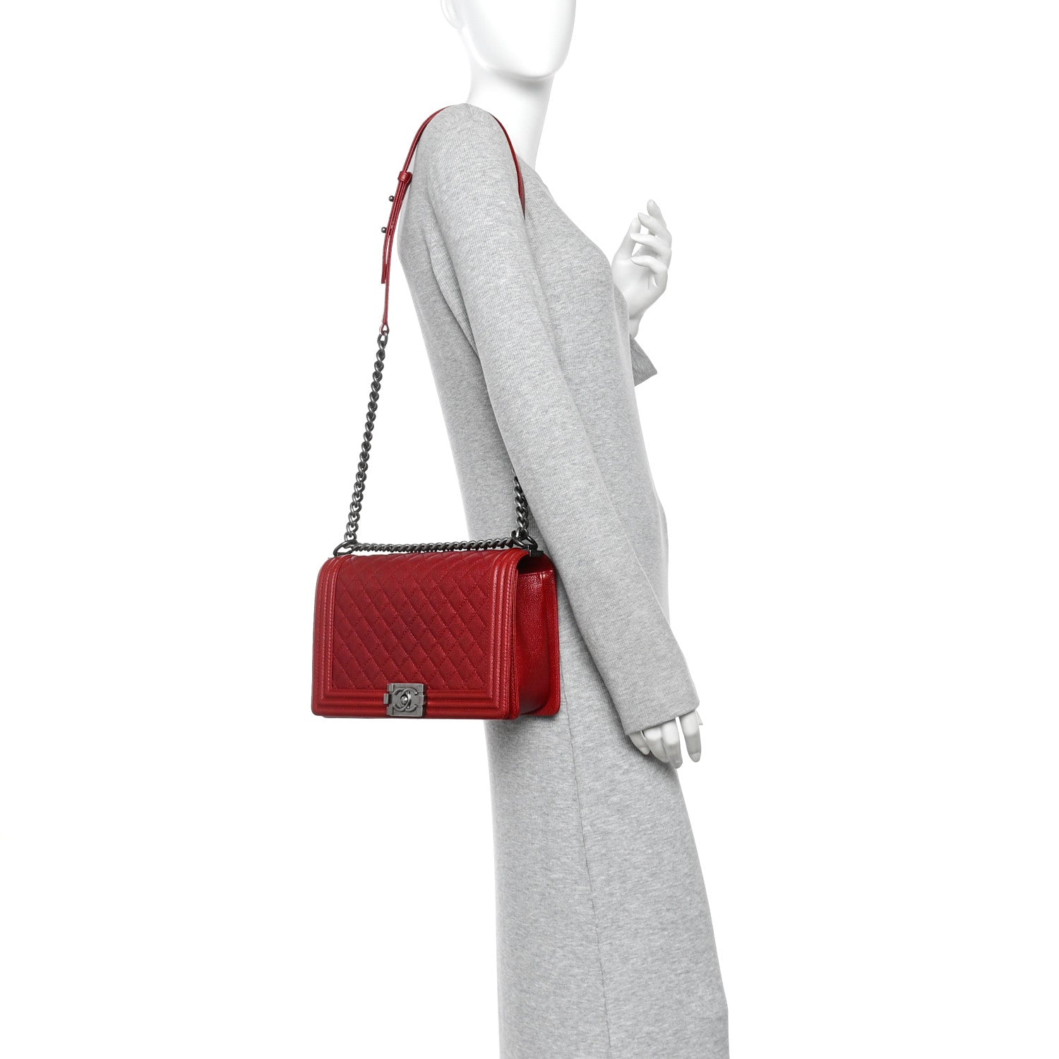 Chanel Caviar Quilted New Medium Boy Flap Dark Red 2 of 11