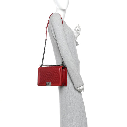 Chanel Caviar Quilted New Medium Boy Flap Dark Red 2 of 11