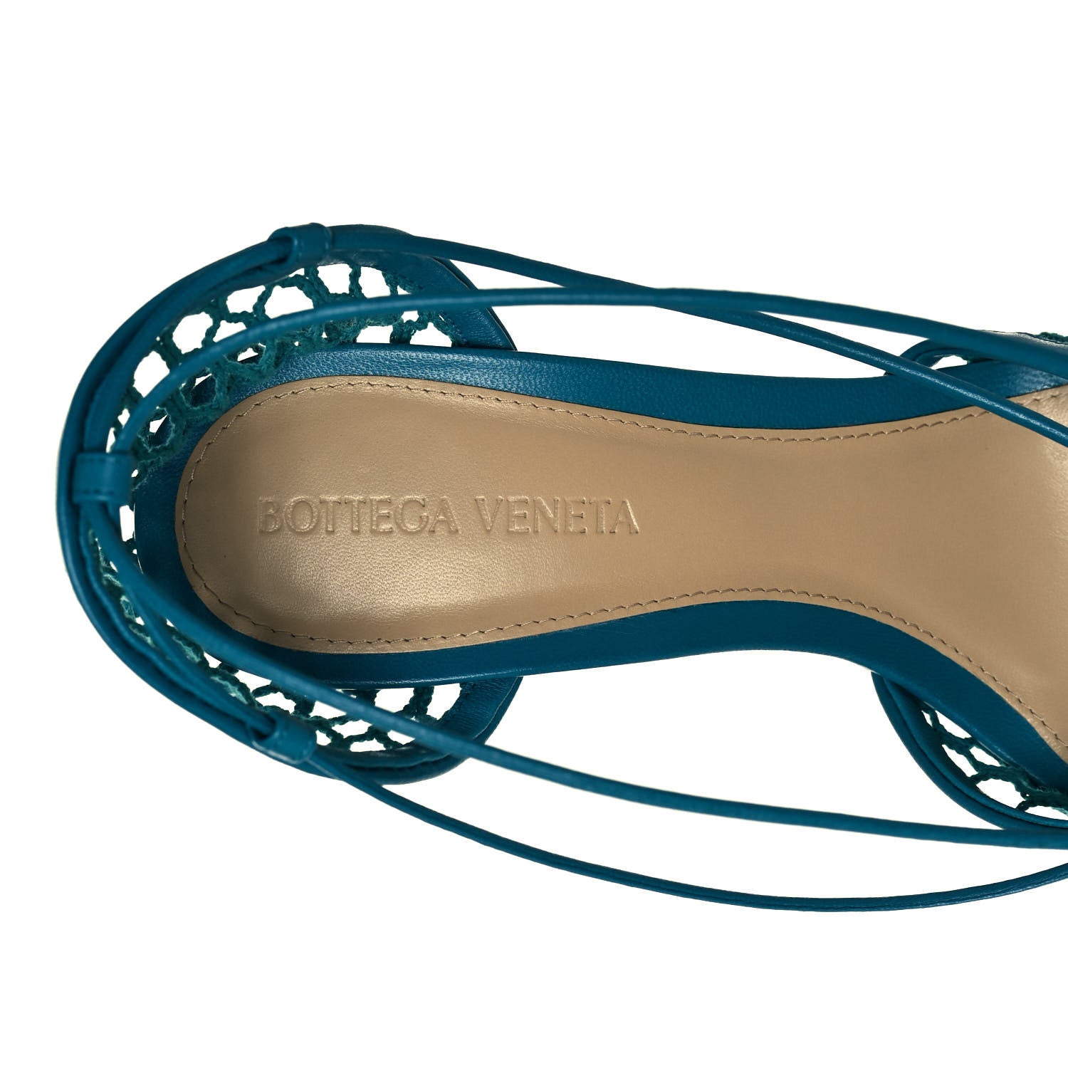 Bottega Veneta Mesh Nappa Stretch Ankle Tie 90mm Sandals 37.5 Blaster 7 of 8