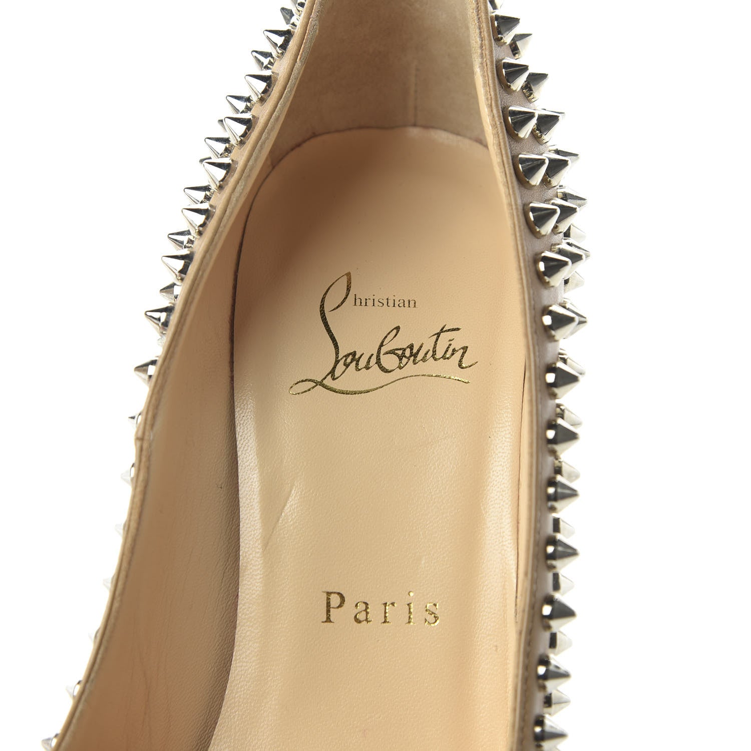 Christian Louboutin Nappa Spikes 140 Platform Pumps 36 Nude 7 of 7