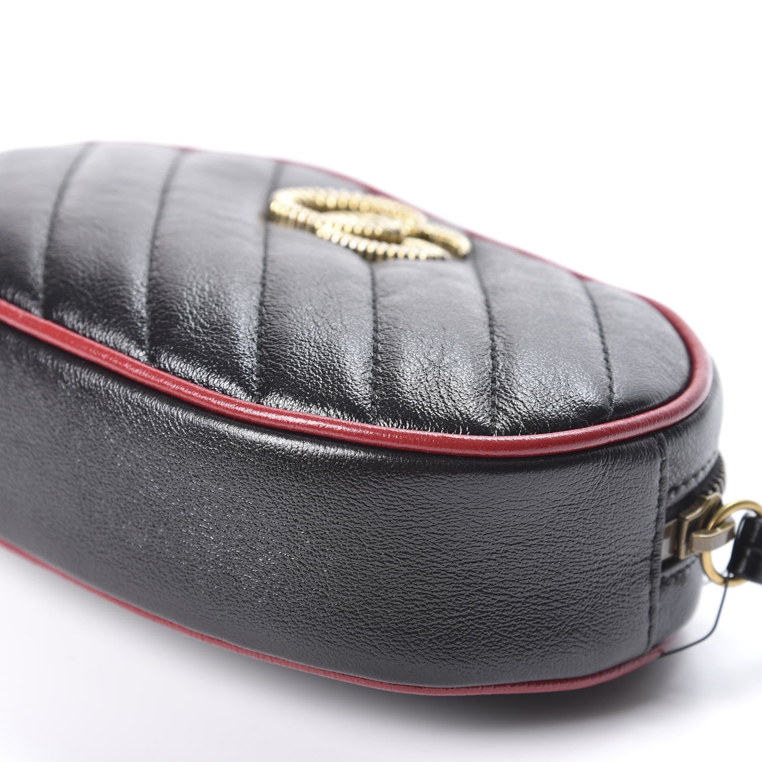 Gucci Azalea Calfskin Matelasse Diagonal Torchon GG Marmont Belt Bag 85 34 Black Romantic Cerise 6 of 10