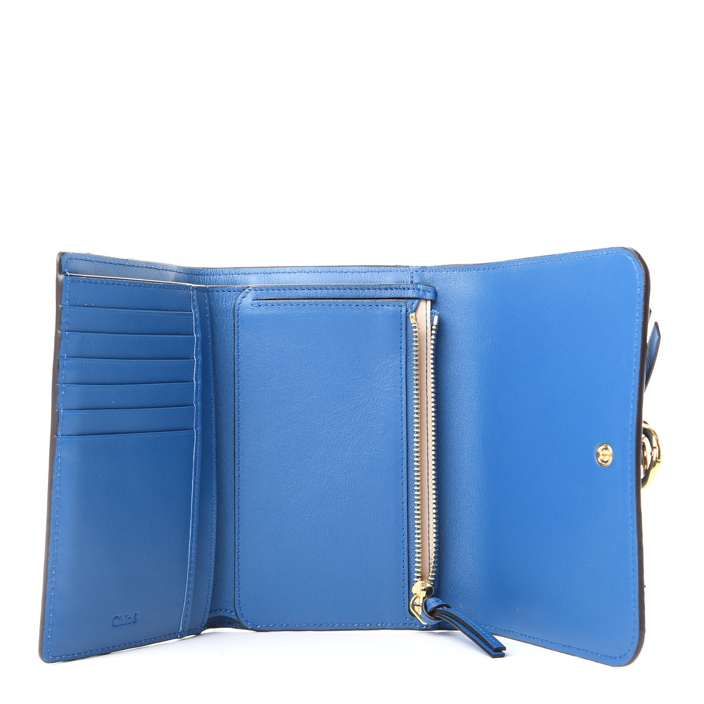 Calfskin Alphabet Compact Wallet Smoky Blue