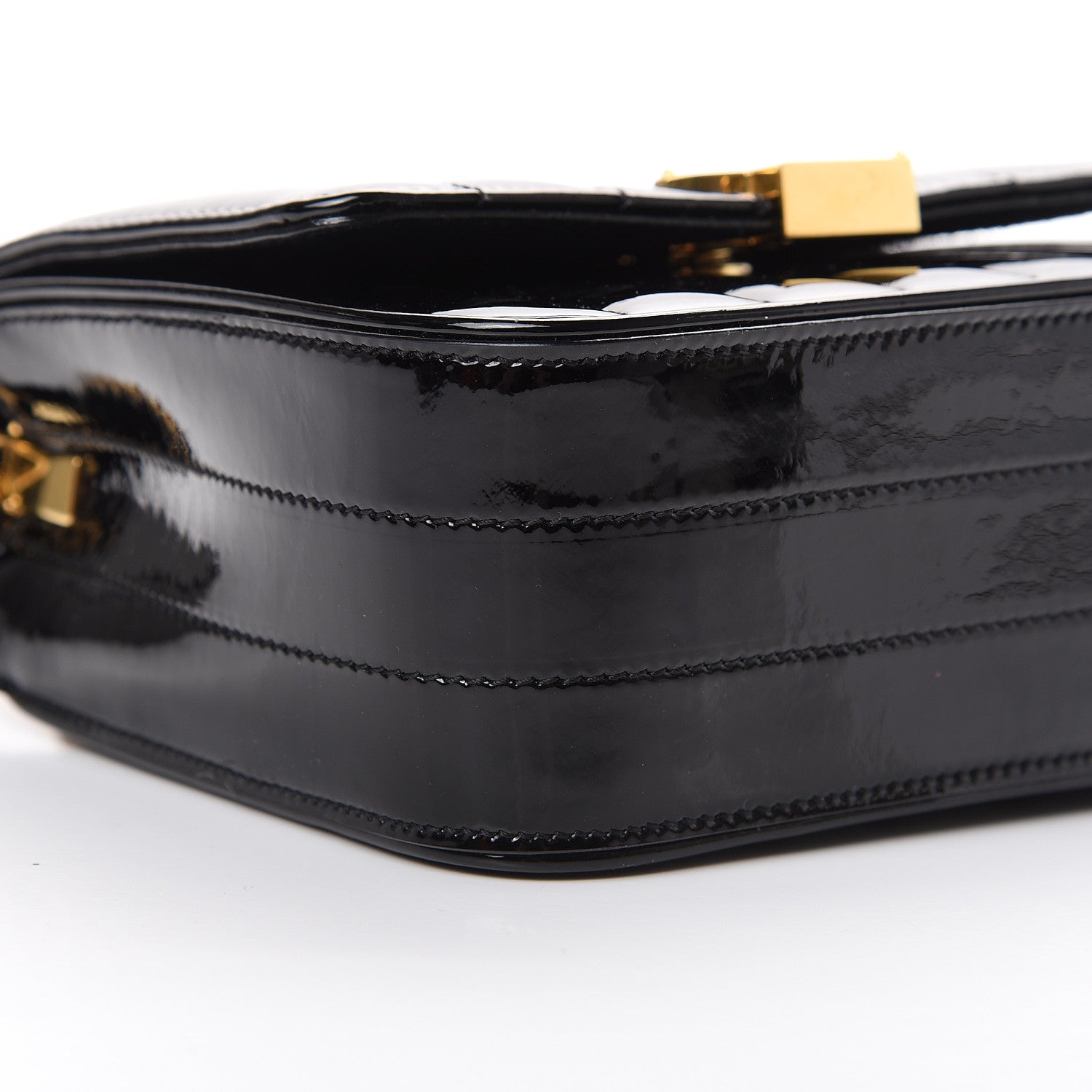 Saint Laurent Patent Calfskin Matelasse Monogram Small Vicky Chain Bag Black 8 of 10