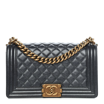 Chanel Metallic Calfskin Quilted Medium Boy Flap Grey 1 of 8