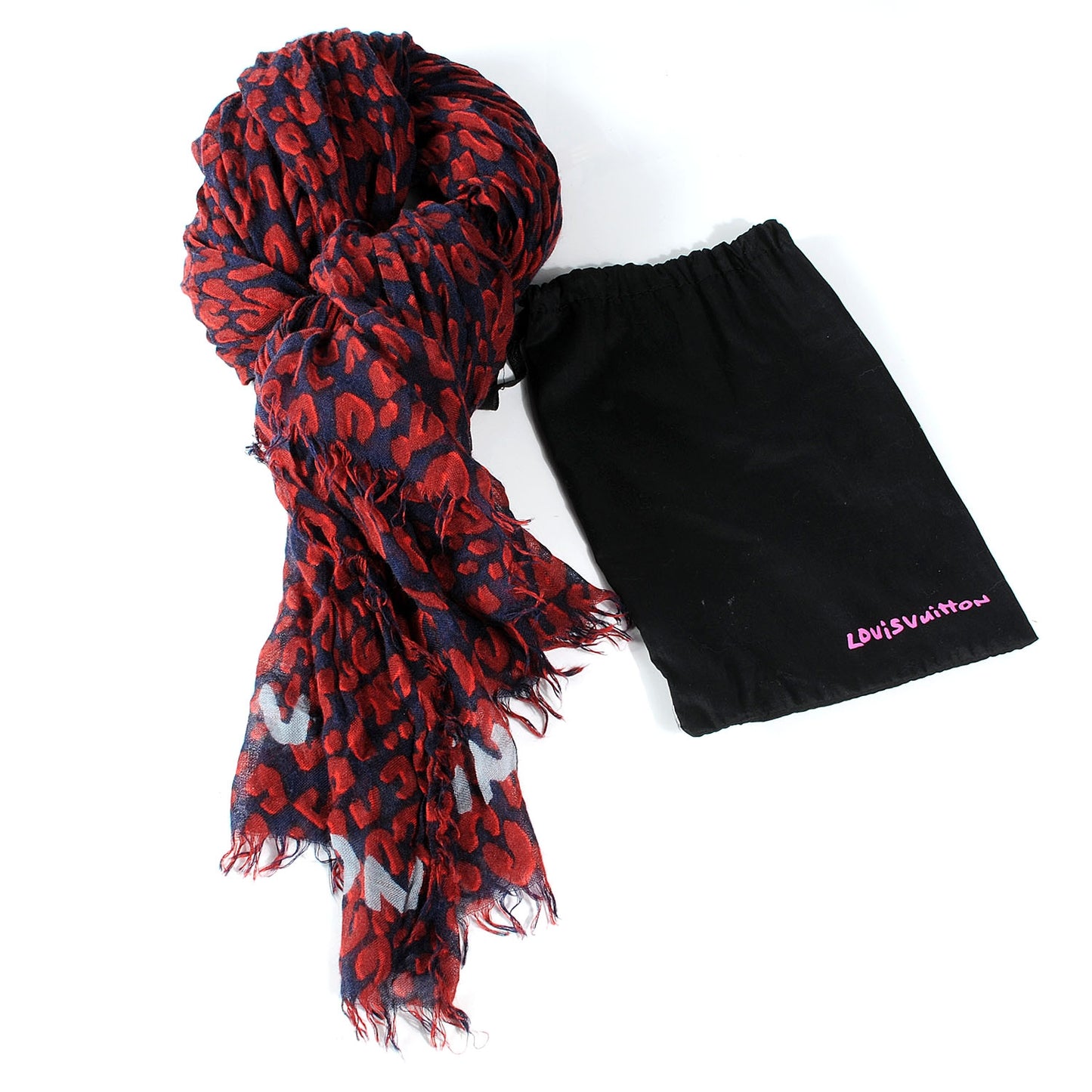 Cashmere Silk Sprouse Leopard Stole Scarf Marine