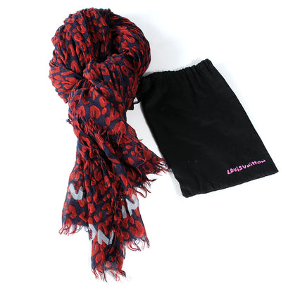 Louis Vuitton Cashmere Silk Sprouse Leopard Stole Scarf Marine 5 of 7