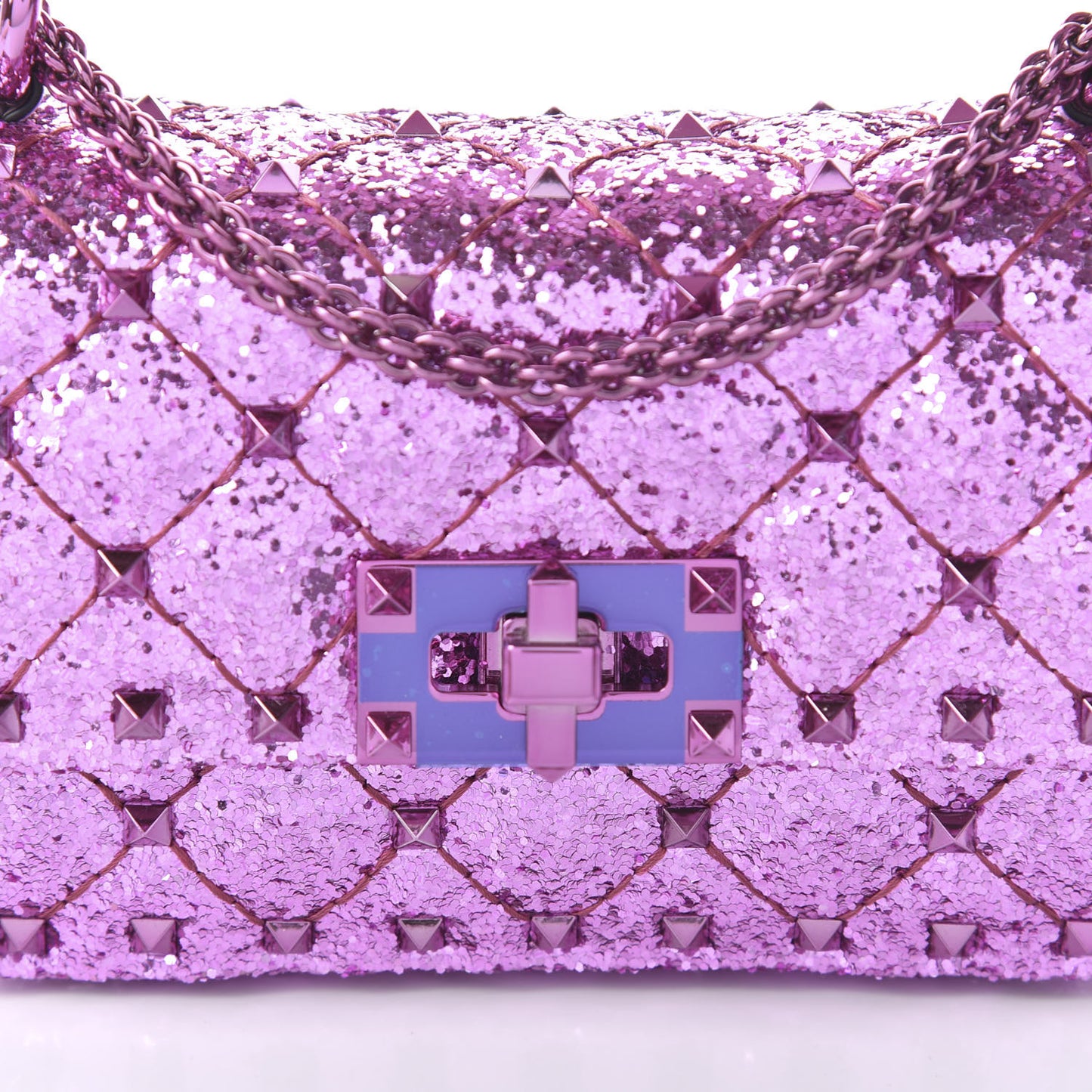 Glitter Mini Rockstud Spike Shoulder Bag Water Lilac