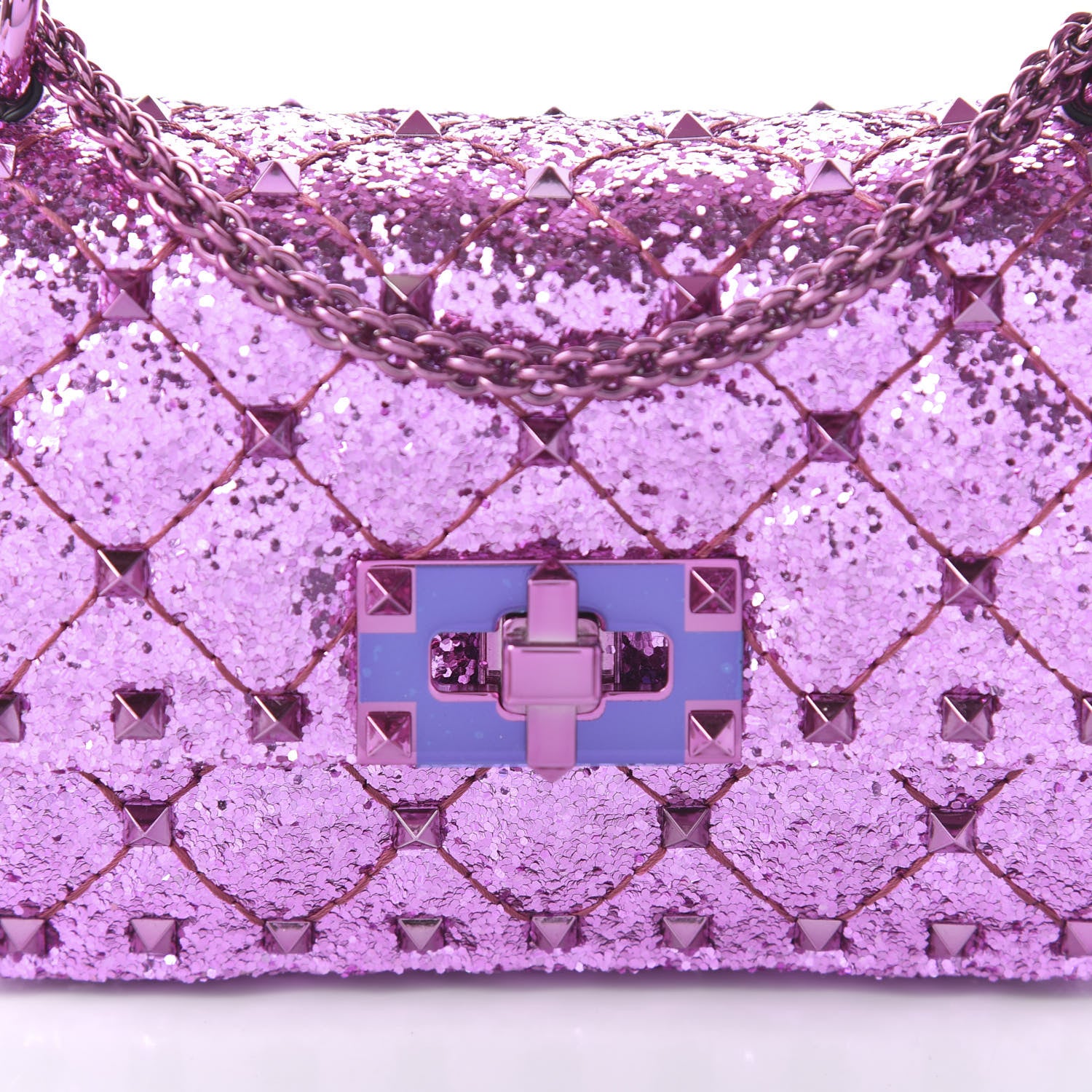 Valentino Garavani Glitter Mini Rockstud Spike Shoulder Bag Water Lilac 8 of 10