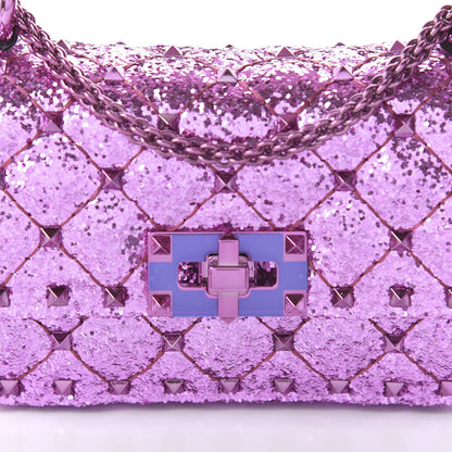 Valentino Garavani Glitter Mini Rockstud Spike Shoulder Bag Water Lilac 8 of 10