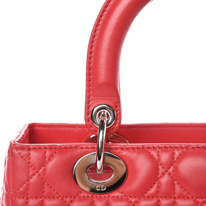Christian Dior Lambskin Cannage Medium Lady Dior Red 10 of 12