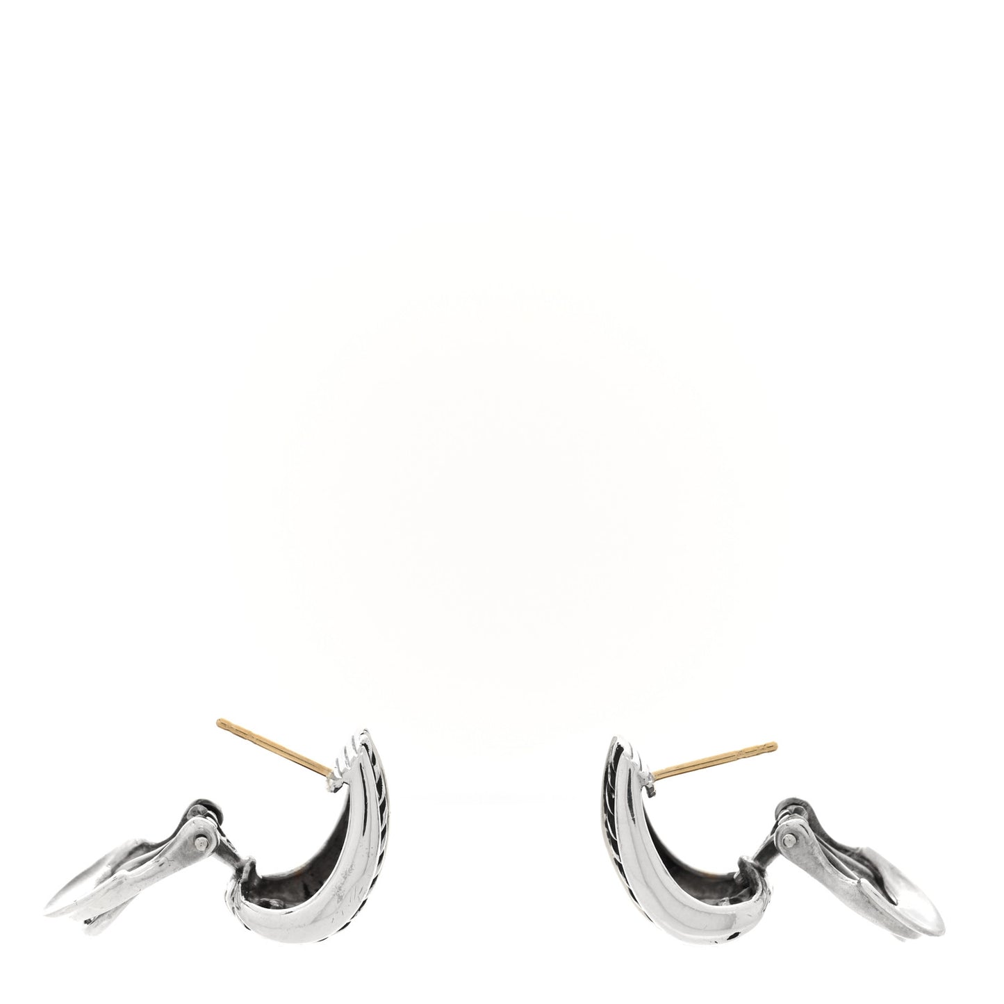 Sterling Silver 18K Yellow Gold Cable Hoop Earrings