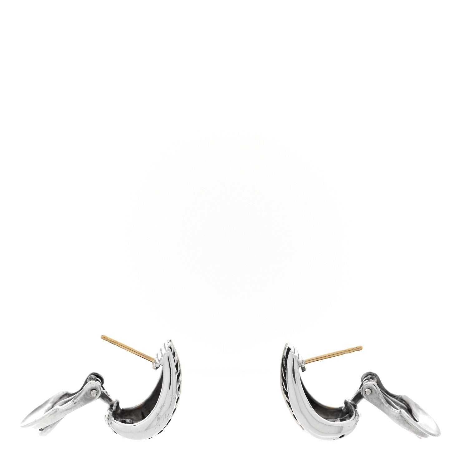 David Yurman Sterling Silver 18K Yellow Gold Cable Hoop Earrings 3 of 4