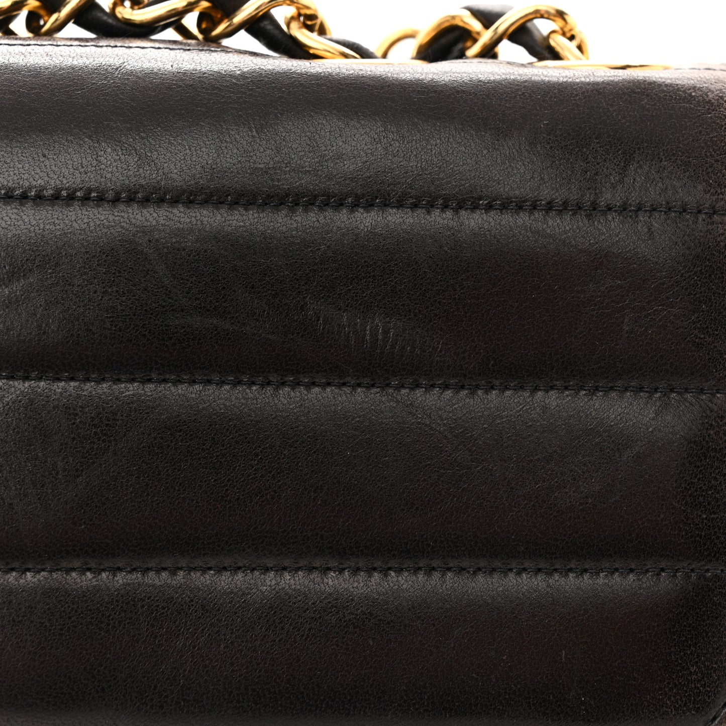 Lambskin Horizontal Quilt Jumbo Single Flap Black
