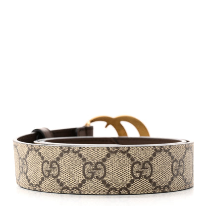 Gucci GG Supreme Monogram Matte Plutone Calfskin Double G 30mm Belt 80 32 Beige Ebony New Acero 2 of 7