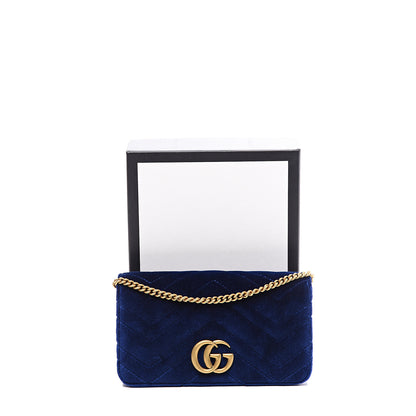 Gucci Velvet Matelasse GG Marmont Mini Bag Cobalt Blue 12 of 12