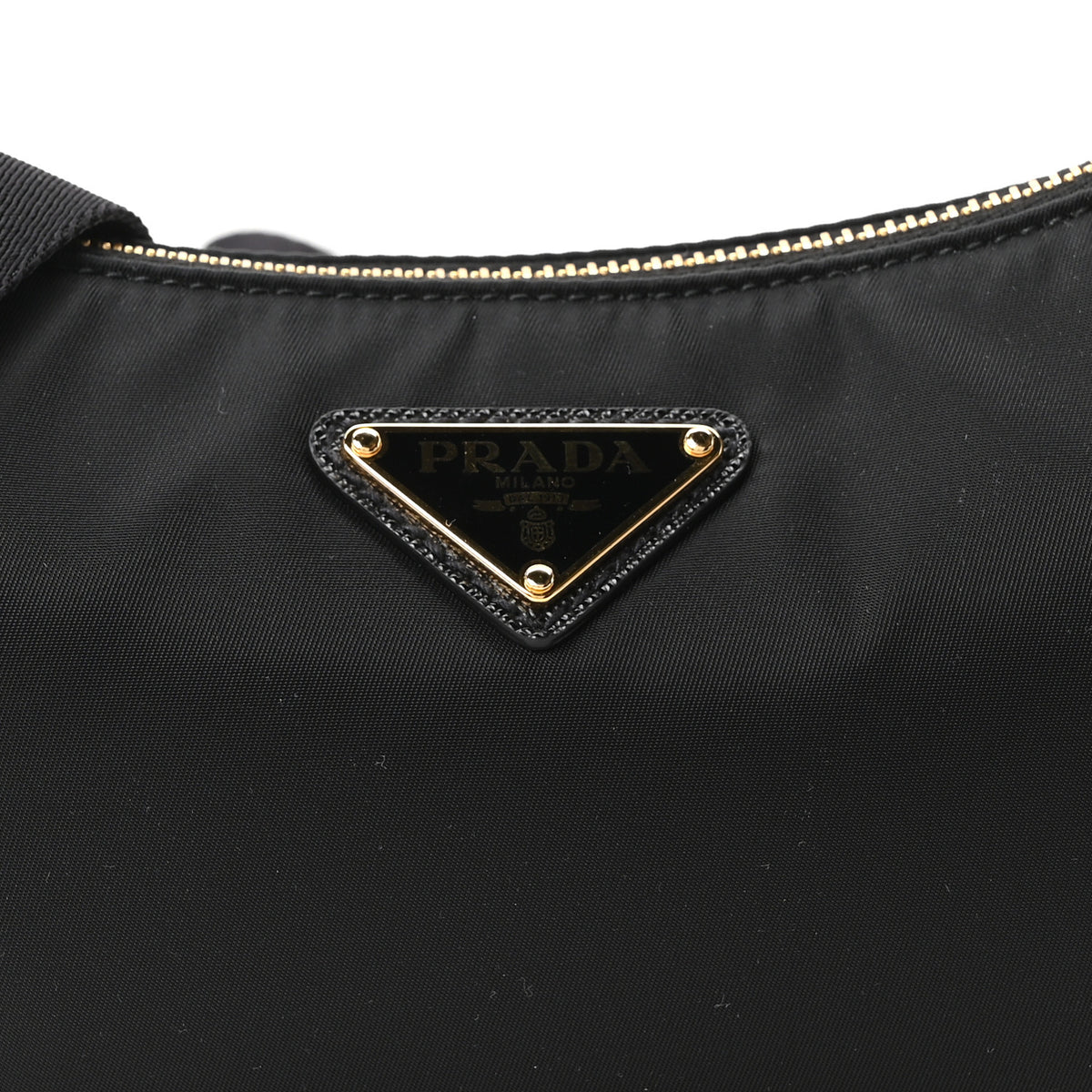 Re-Nylon Saffiano Demi-lune Shoulder Bag Black