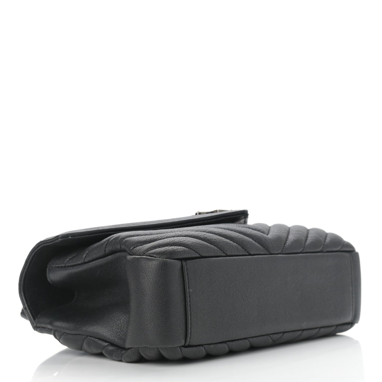 Sheepskin Matelasse Chevron Monogram Medium College Bag Black