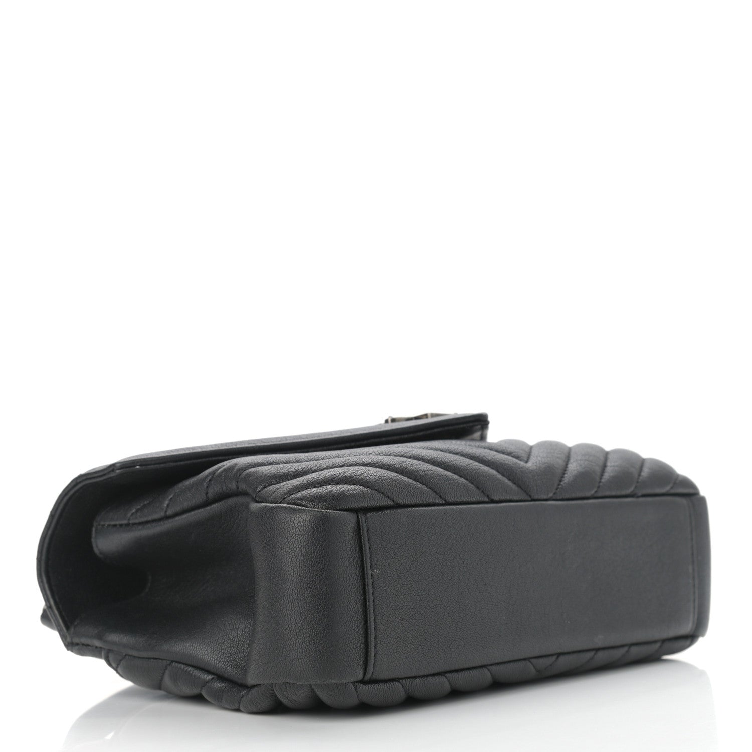Saint Laurent Sheepskin Matelasse Chevron Monogram Medium College Bag Black 4 of 11