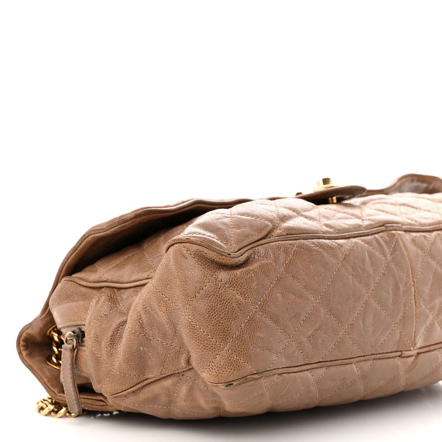 Chanel Crumpled Caviar Quilted Large Shiva Flap Beige 9 of 12