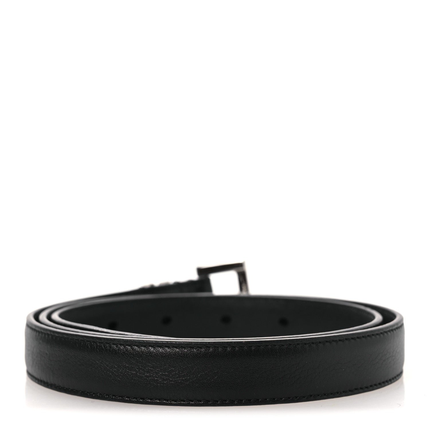 Saint Laurent Smooth Calfskin Monogram Square Buckle Belt 80 32 Black 2 of 8