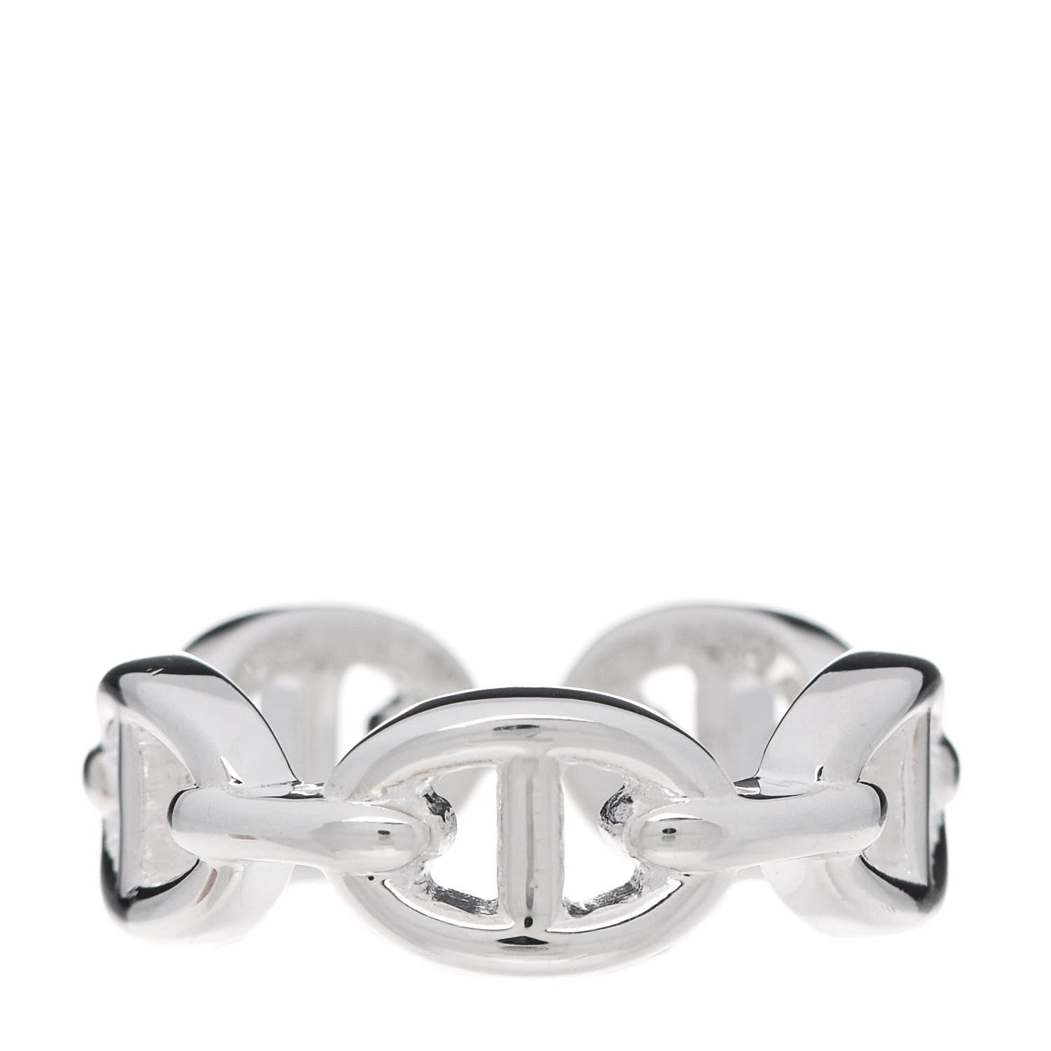 Hermes Sterling Silver PM Chaine d'Ancre Enchainee Band Ring 51 5.75 1 of 6