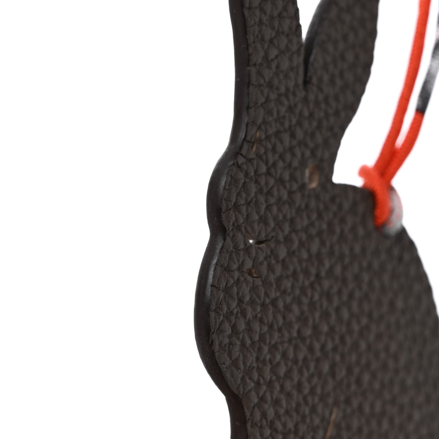 Hermes Togo Epsom Petit H Rabbit Bag Charm Chocolate Gris Mouette 4 of 4