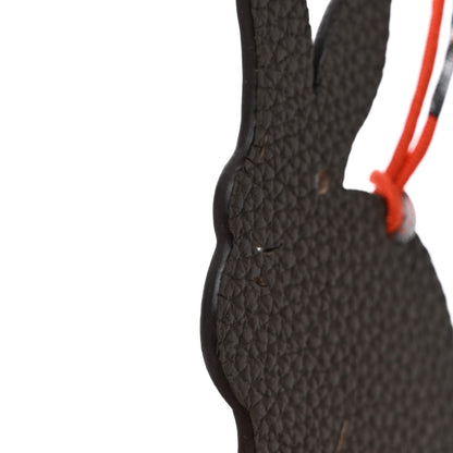 Hermes Togo Epsom Petit H Rabbit Bag Charm Chocolate Gris Mouette 4 of 4