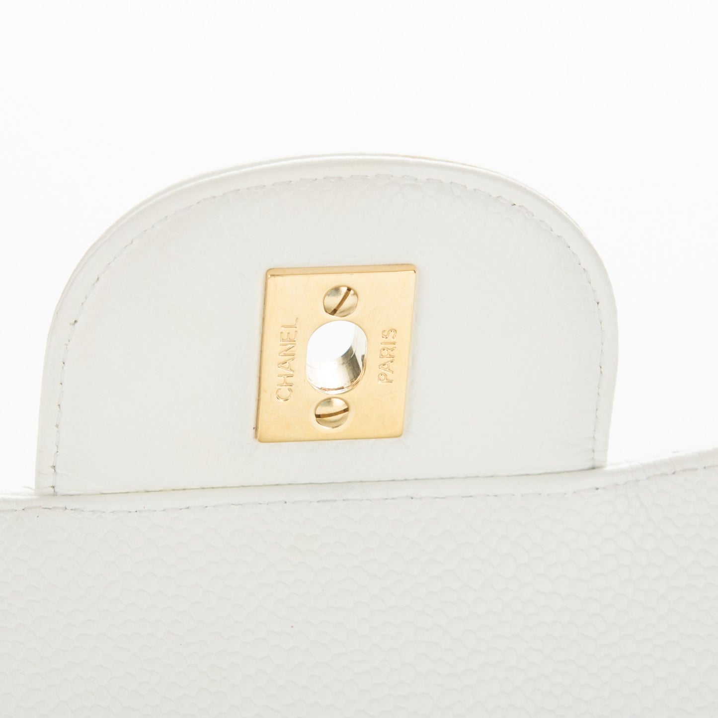 Caviar Quilted Jumbo Double Flap White