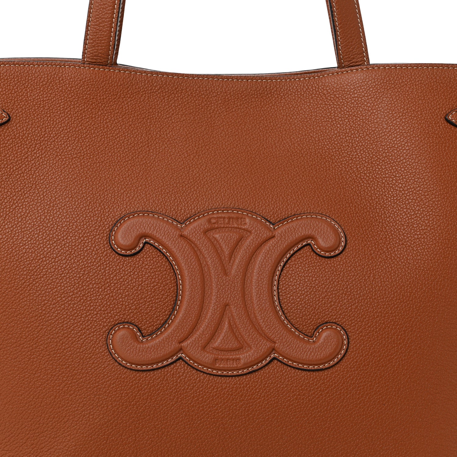 Celine Grained Calfskin Triomphe Medium Cabas Anais Tan 8 of 10