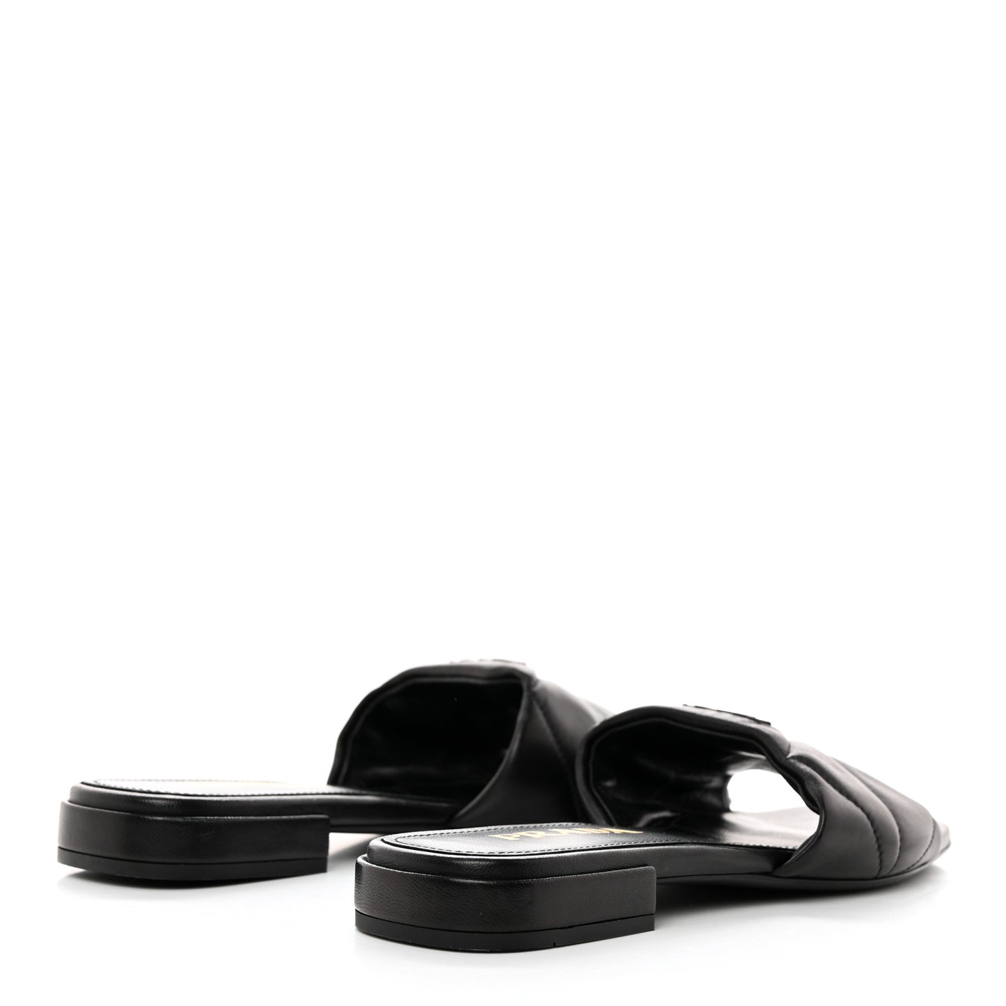 Nappa Logo Quilted 10mm Slide Sandals 37 Black