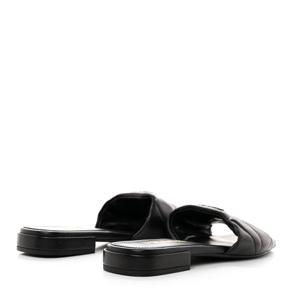 Prada Nappa Logo Quilted 10mm Slide Sandals 37 Black 4 of 7