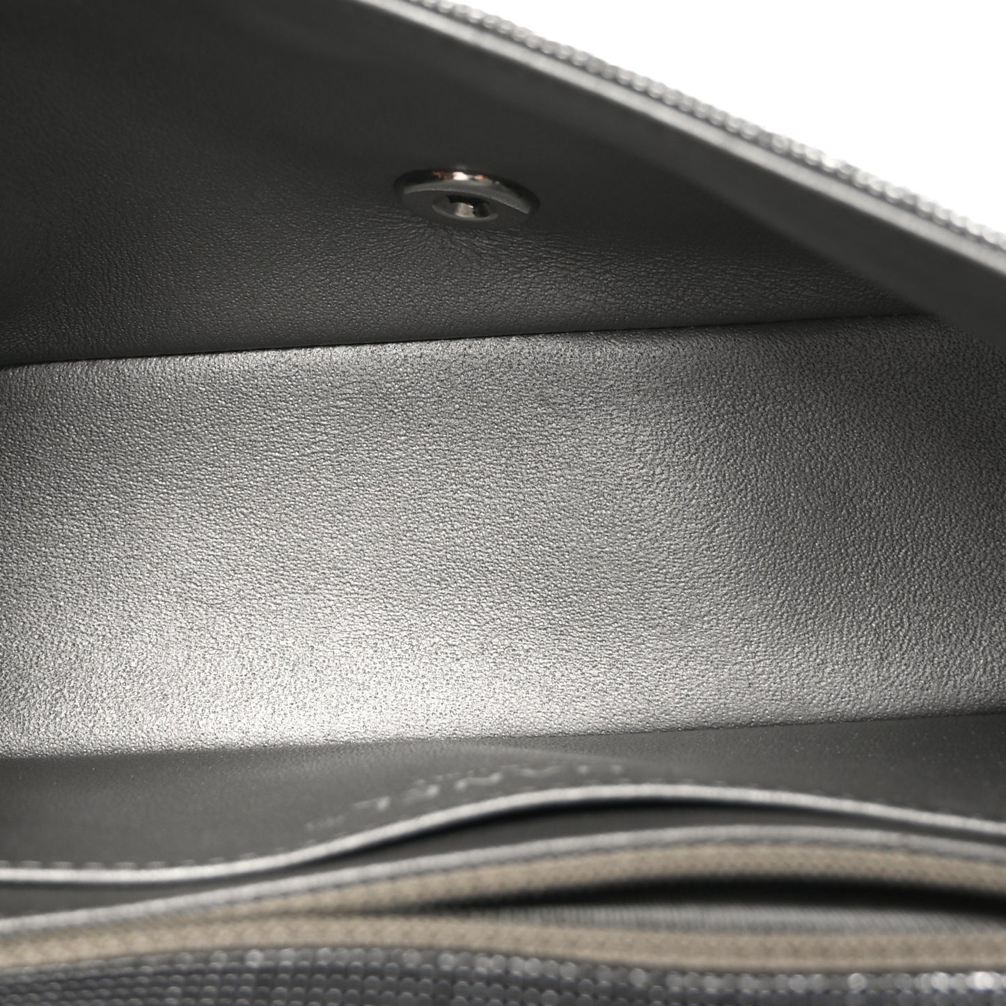 Metallic Calfskin Quilted Pixel Effect Mini Rectangular Flap Dark Silver
