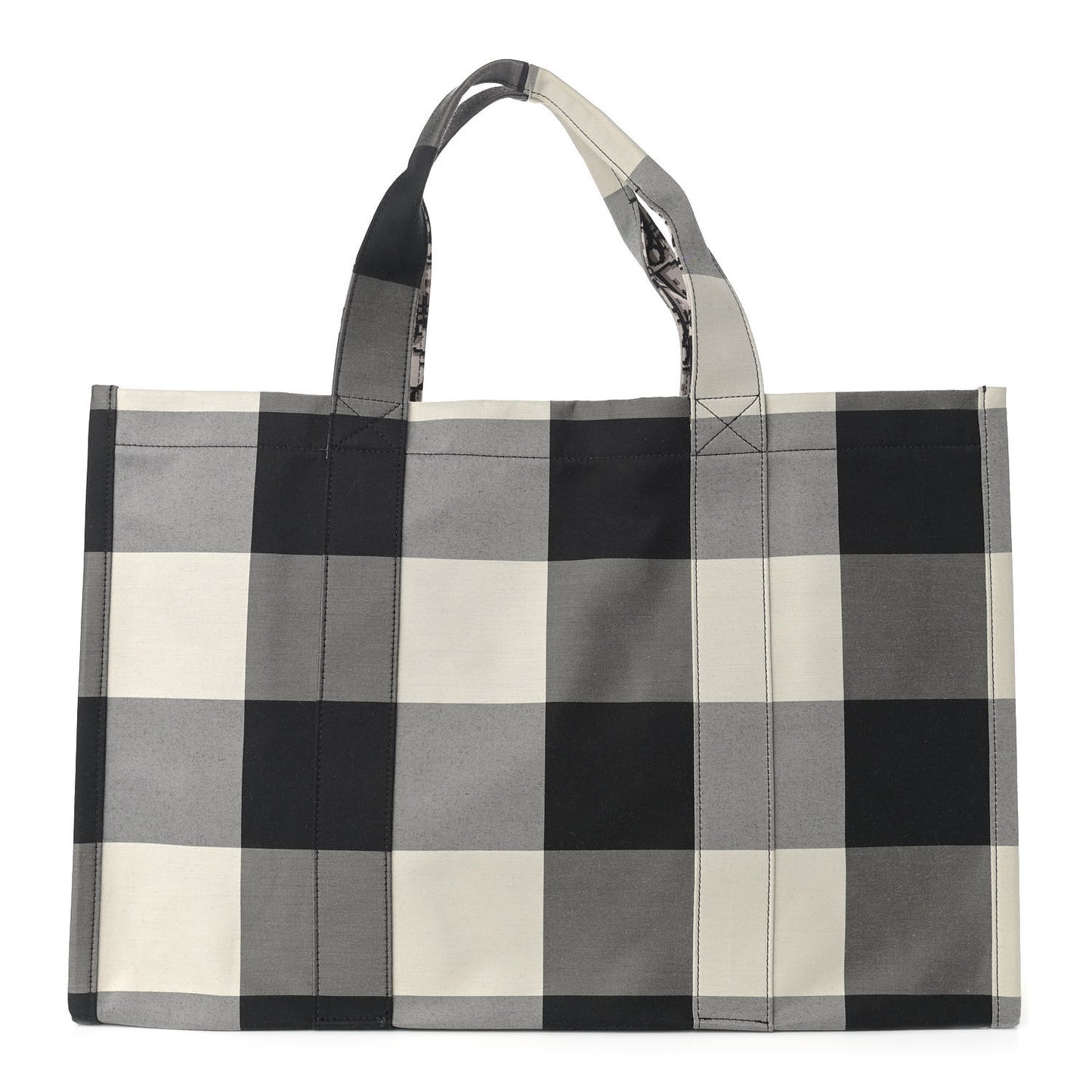 Canvas Checkered Book Tote Black White