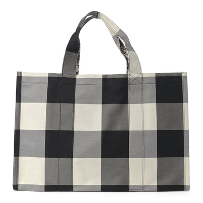 Christian Dior Canvas Checkered Book Tote Black White 1 of 8