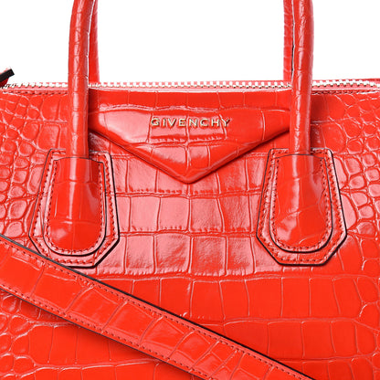 Givenchy Calfskin Crocodile Embossed Small Antigona Red 7 of 10