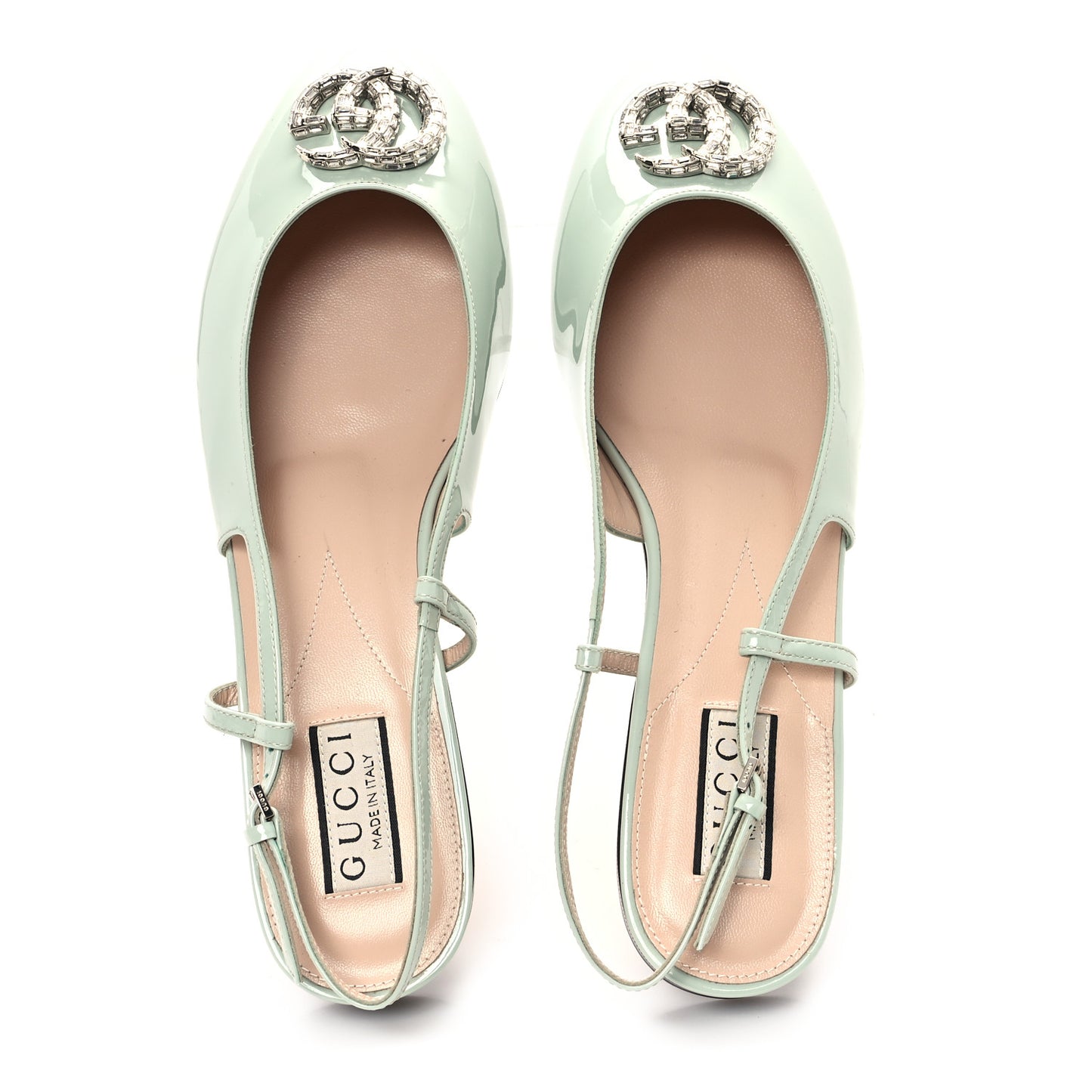 Vernice Crystal GG Ballet Flats 41 Salvy Green